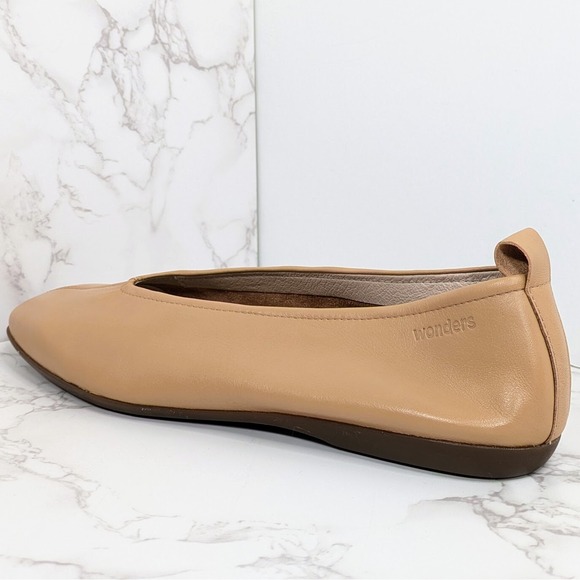 NEW Wonders Women's A-8661 Sand Tan Leather Dress Flat Size 10 - Picture 5 of 12